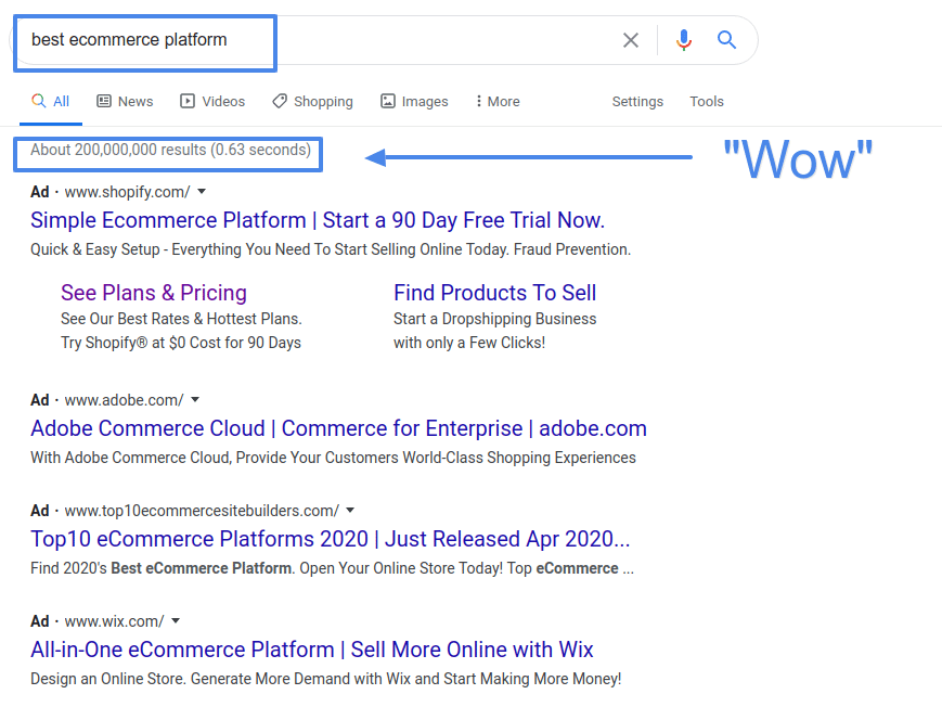 best ecommerce platform google results