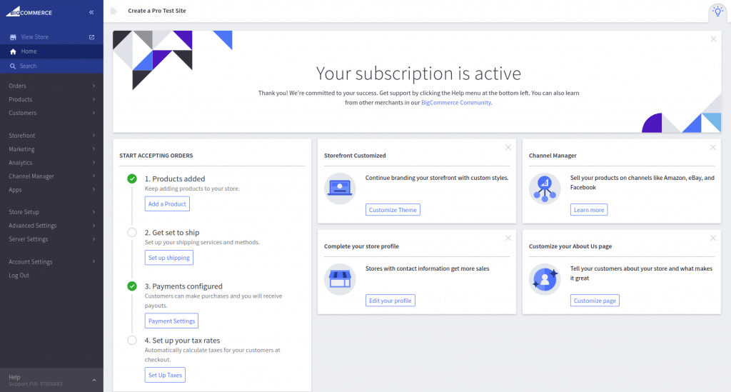 best platform to sell online bigcommerce dashboard